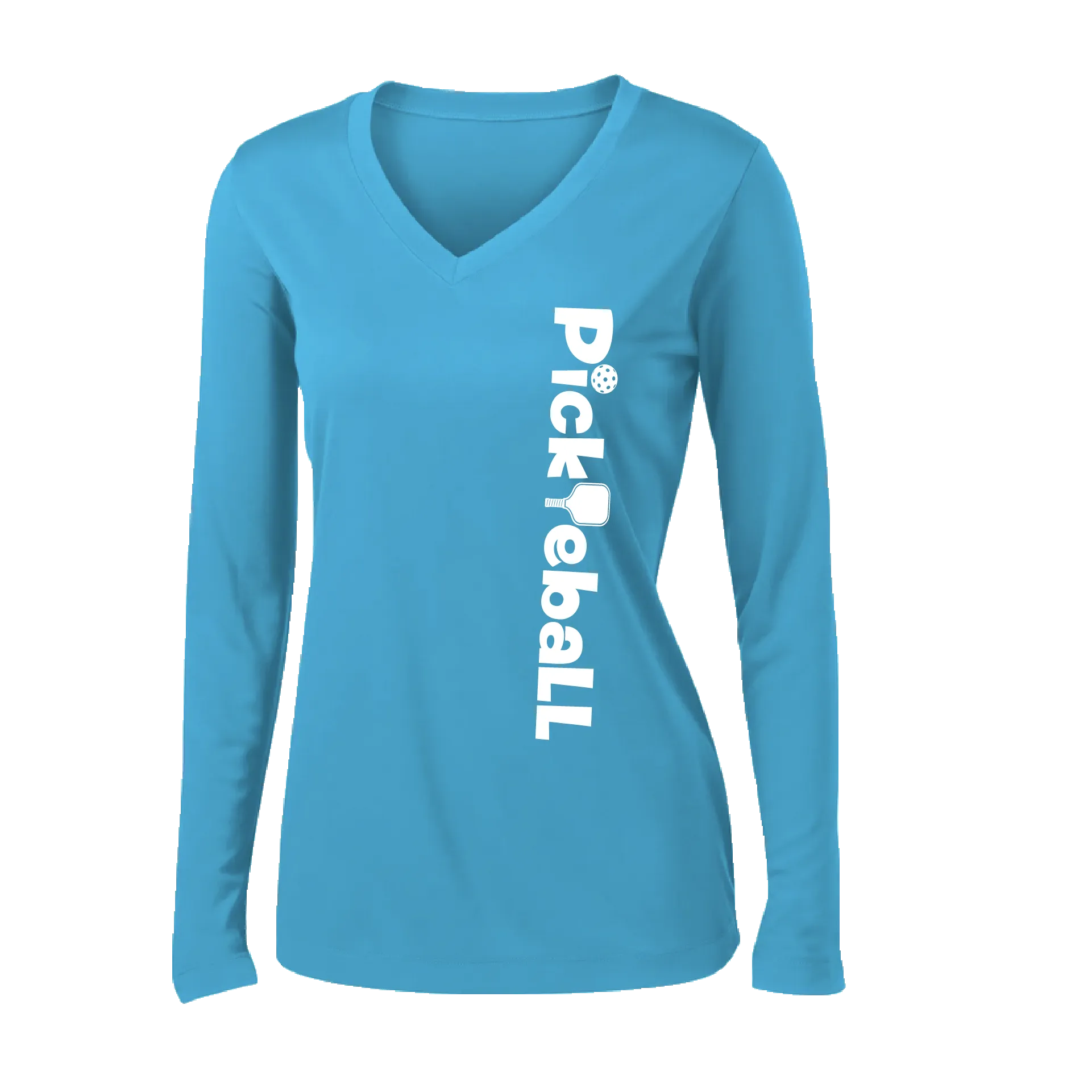 Pickleball Horizontal (Customizable) | Women's Long Sleeve V-Neck Pickleball Shirts | 100% Polyester