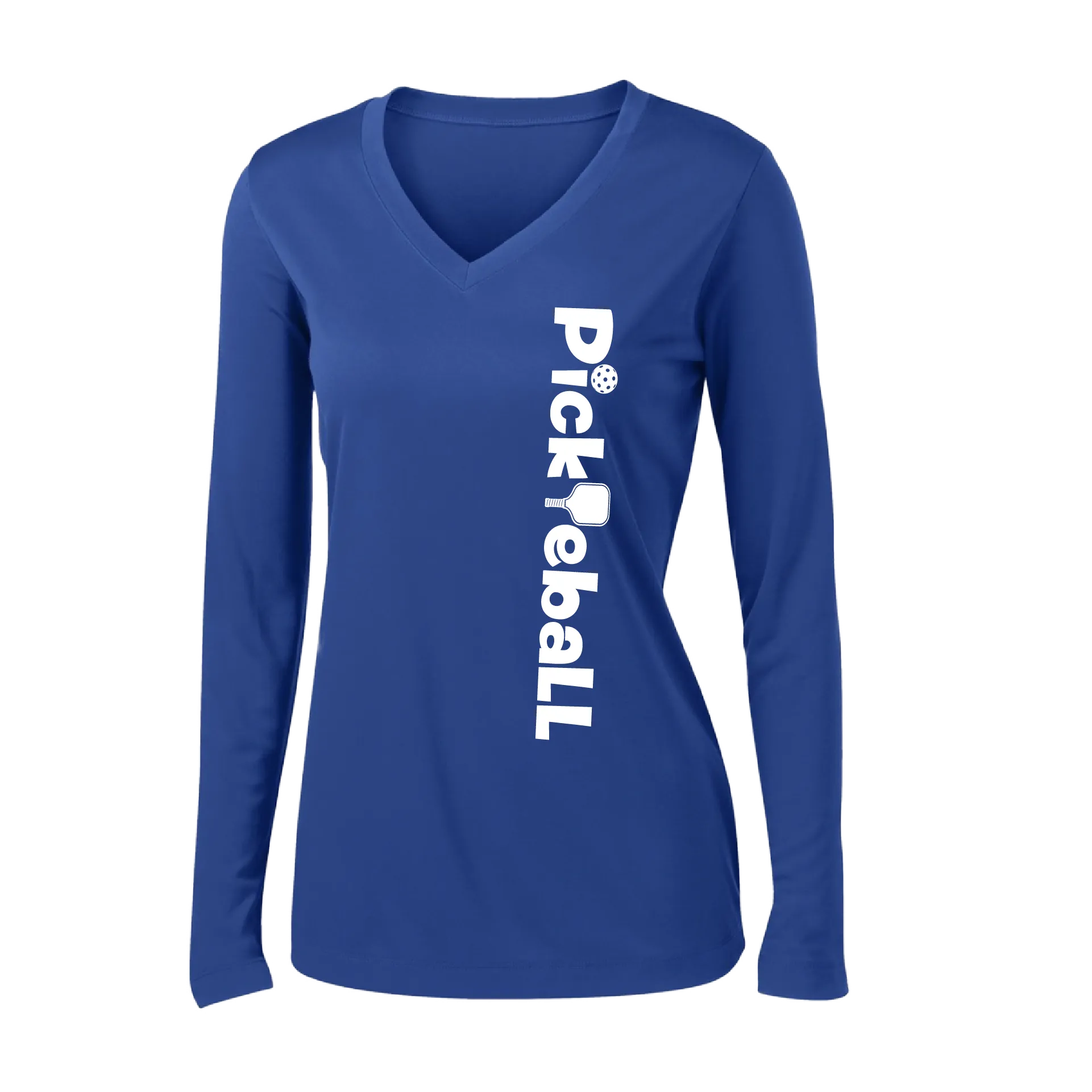 Pickleball Horizontal (Customizable) | Women's Long Sleeve V-Neck Pickleball Shirts | 100% Polyester