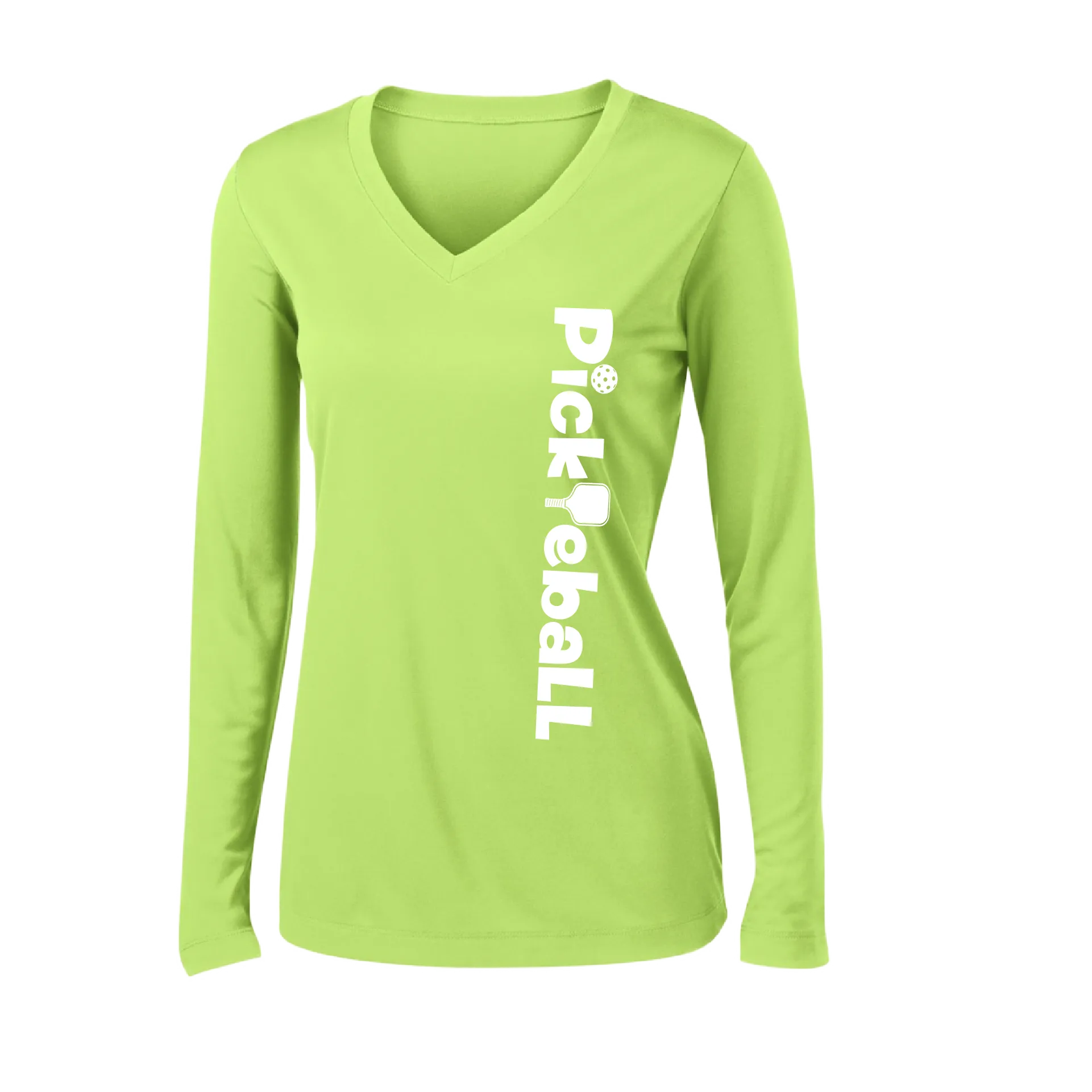 Pickleball Horizontal (Customizable) | Women's Long Sleeve V-Neck Pickleball Shirts | 100% Polyester