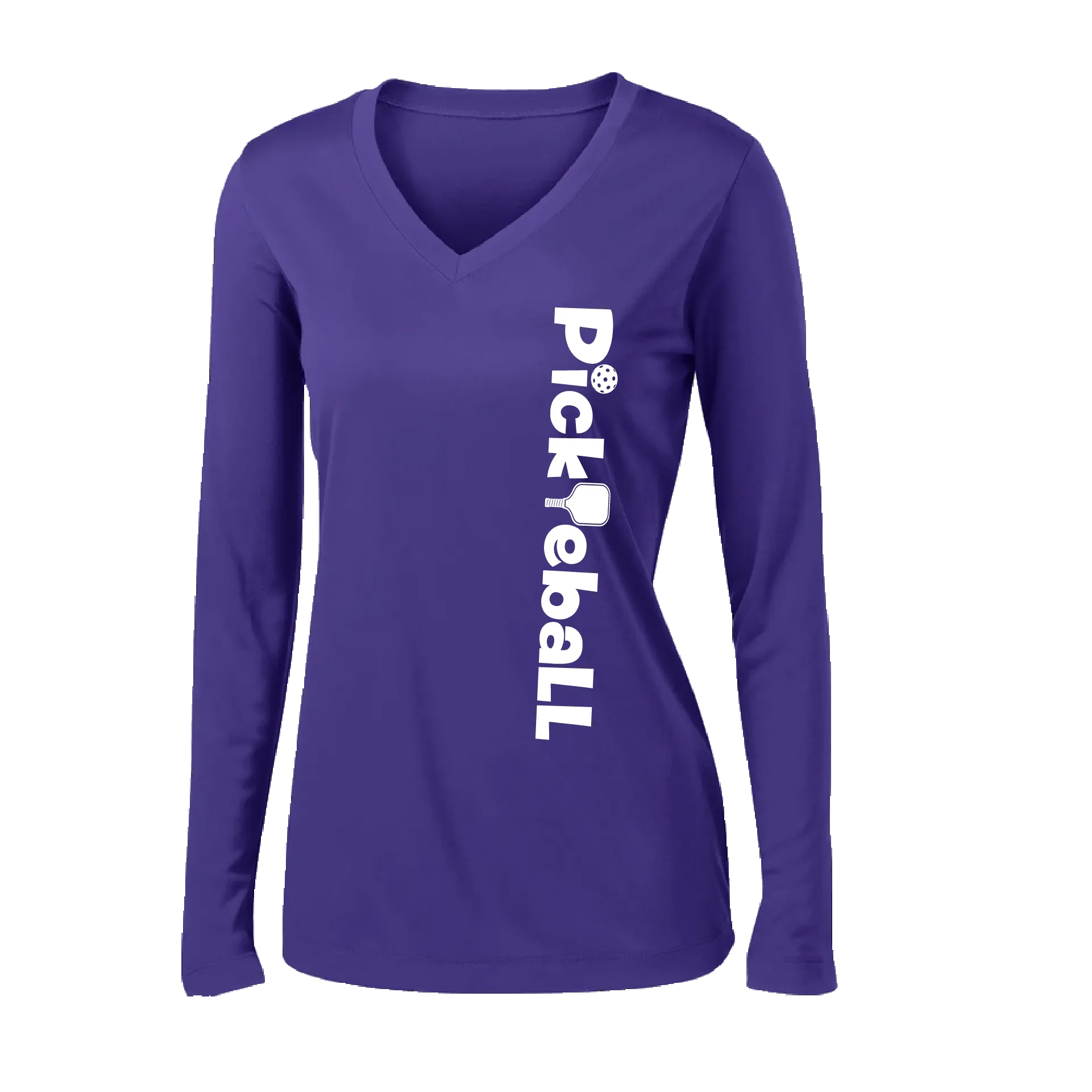 Pickleball Horizontal (Customizable) | Women's Long Sleeve V-Neck Pickleball Shirts | 100% Polyester