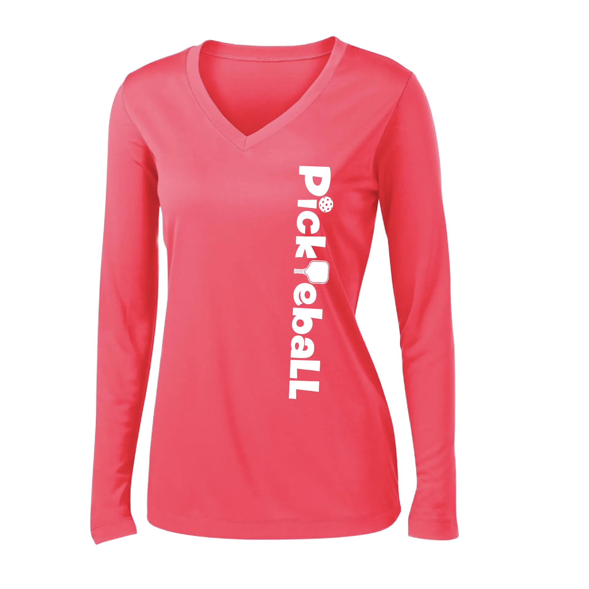 Pickleball Horizontal (Customizable) | Women's Long Sleeve V-Neck Pickleball Shirts | 100% Polyester