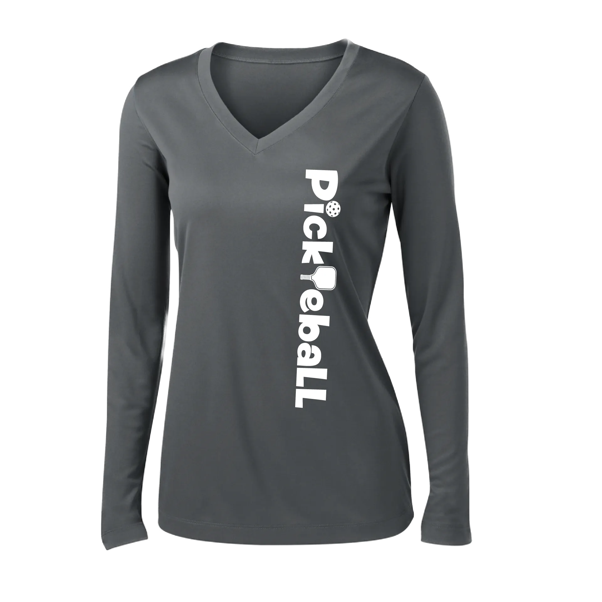 Pickleball Horizontal (Customizable) | Women's Long Sleeve V-Neck Pickleball Shirts | 100% Polyester