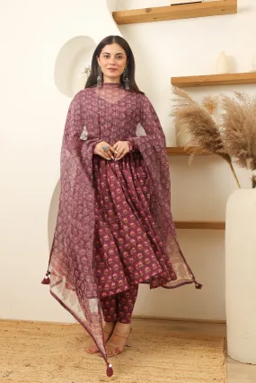 Plum Blossom Anarkali Suit Set