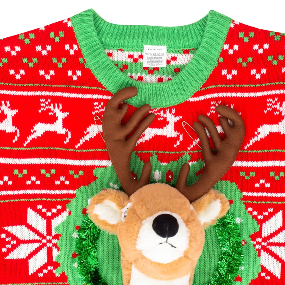 Reindeer Trophy Head 3D LED Sweater