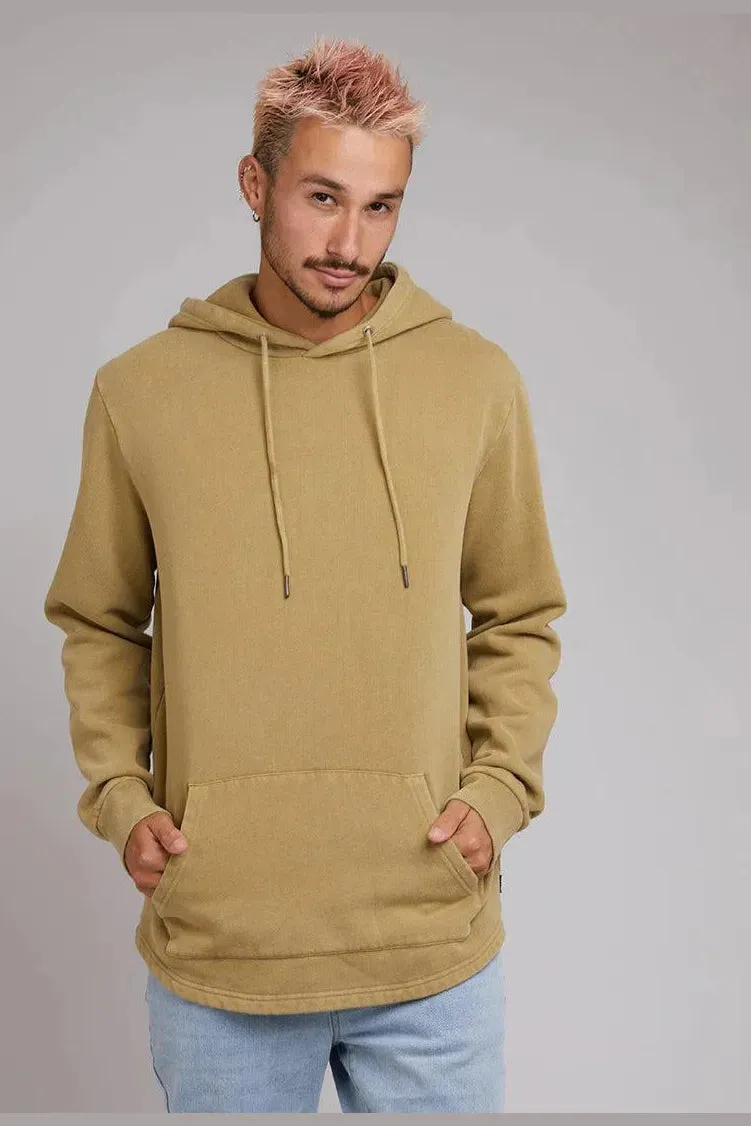 SILENT THEORY Curved hem hoody - Fennel