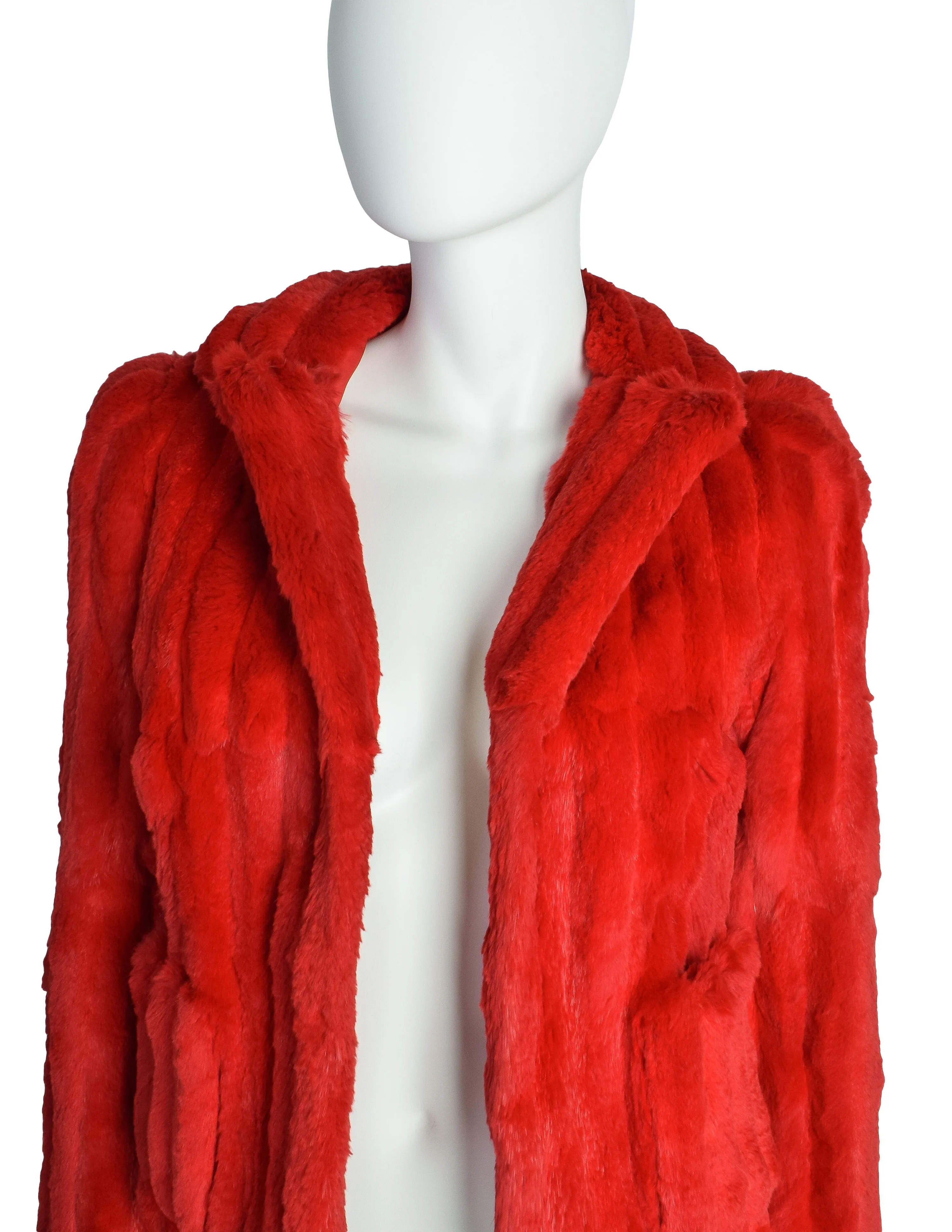 Stephen Burrows Vintage Cherry Red Pieced Rabbit Fur Jacket