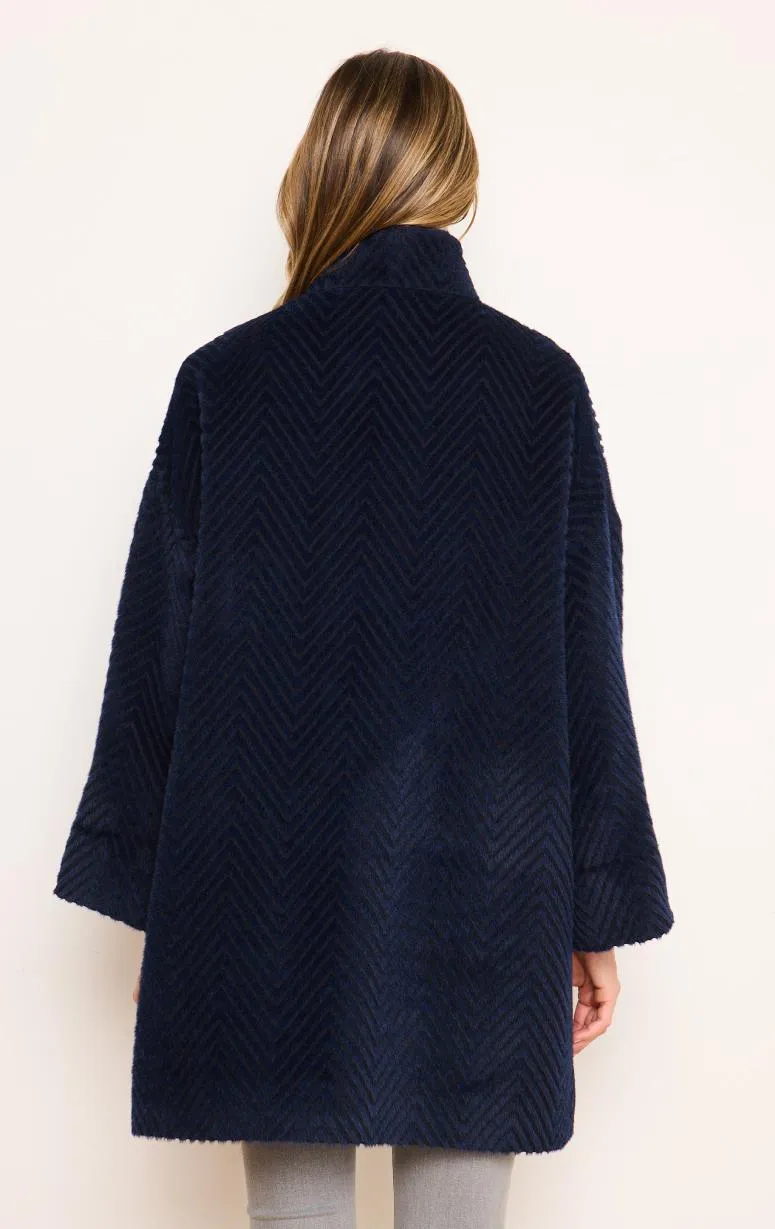 Tardia - Alpaca Coat with Chevron Detail