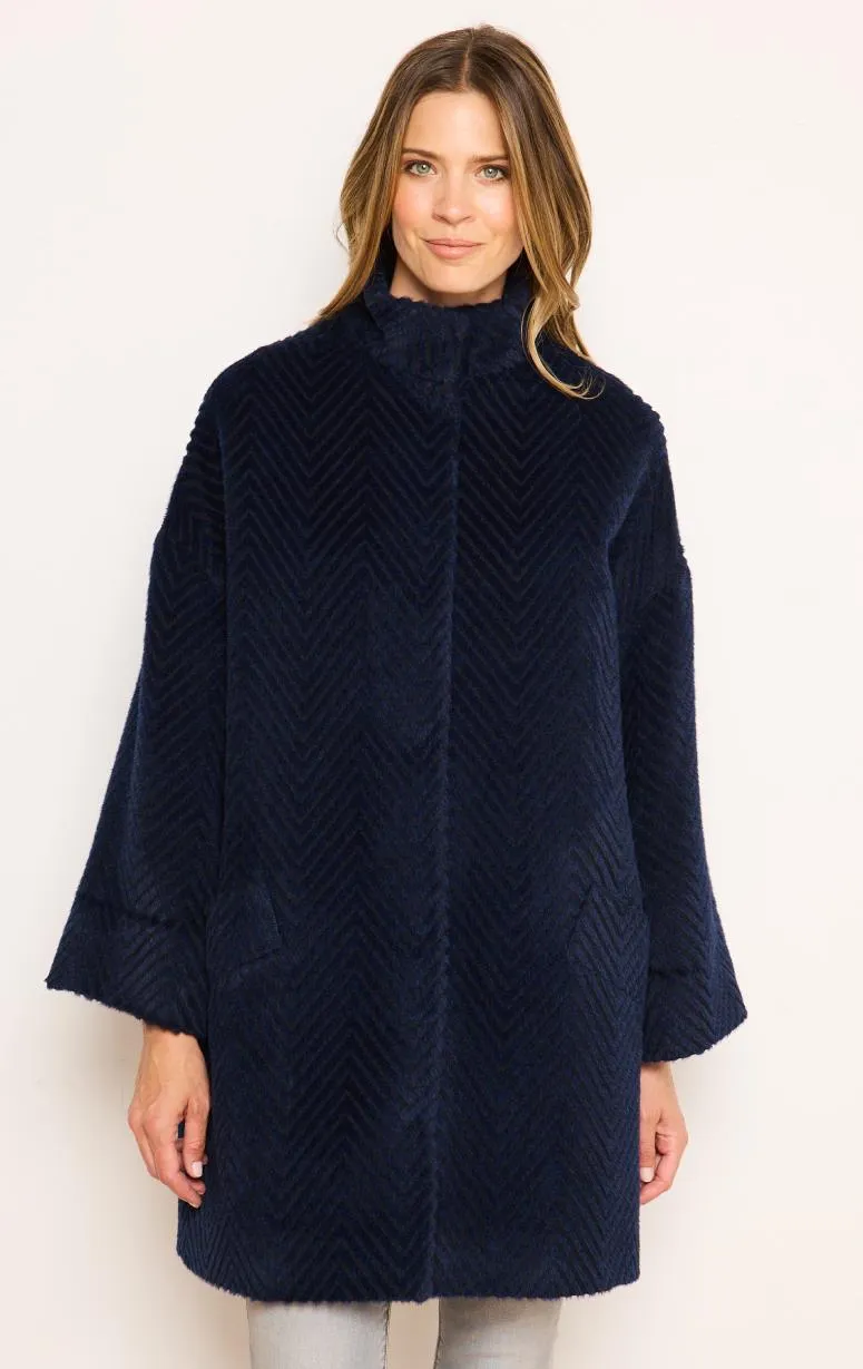 Tardia - Alpaca Coat with Chevron Detail