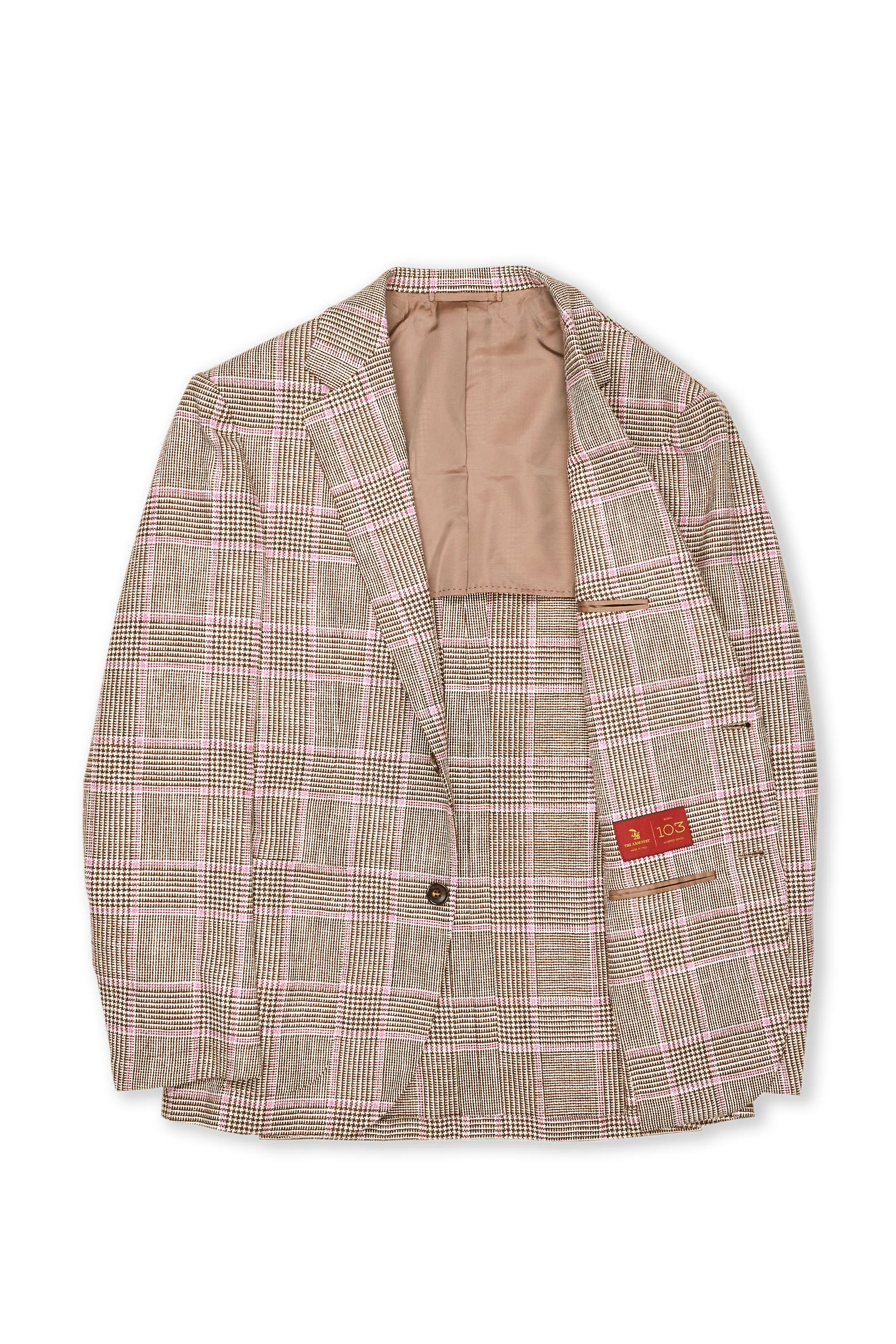 The Armoury Model 103 Brown with Lavender Check Wool Sport Coat