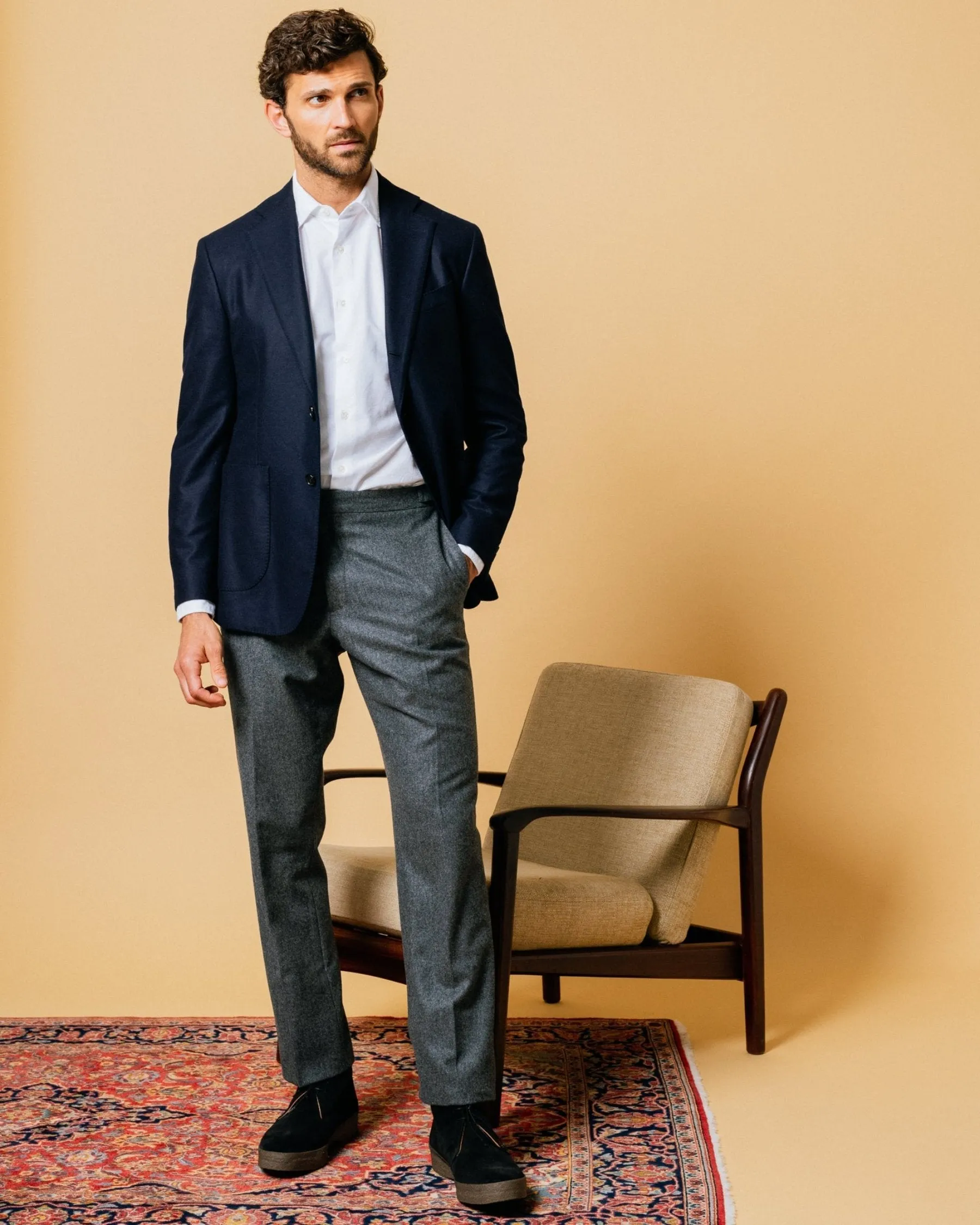 Trunk Wigmore Wool Flannel Suit Trousers: Charcoal