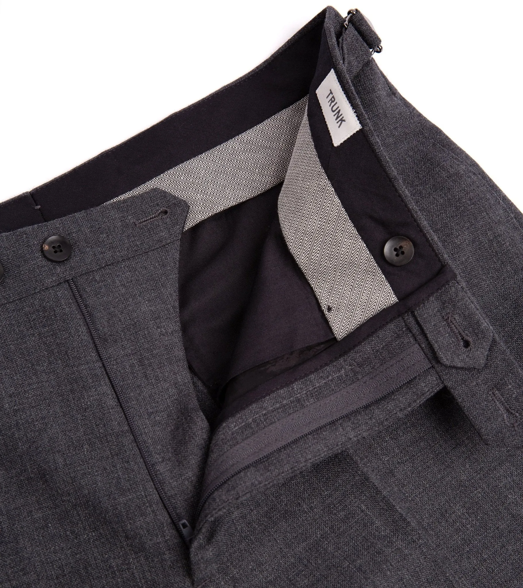 Trunk Wigmore Wool Fresco Suit Trousers: Charcoal