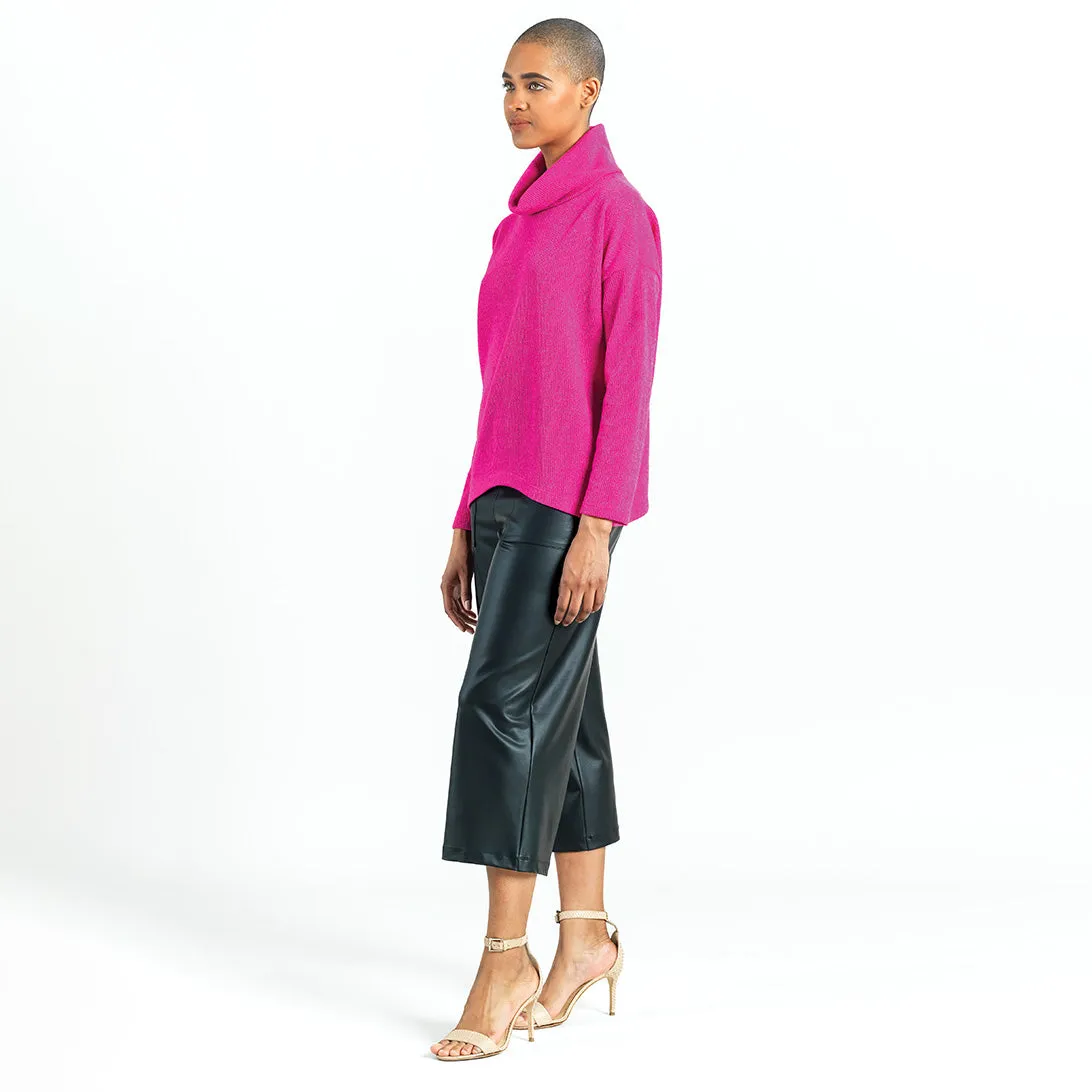 Twill Knit - Tipped Hem Sweater Top - Hot Pink - Final Sale!