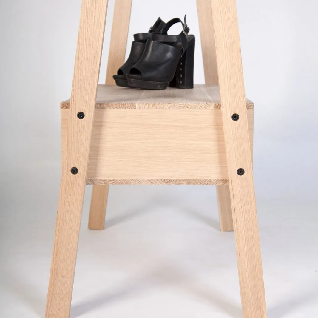 Wooden Coat Stand With Bottom Shelves For Clothes And Shoe Organizer By Miza